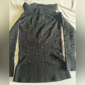 WHBM Pearl accented cowl neck sweater